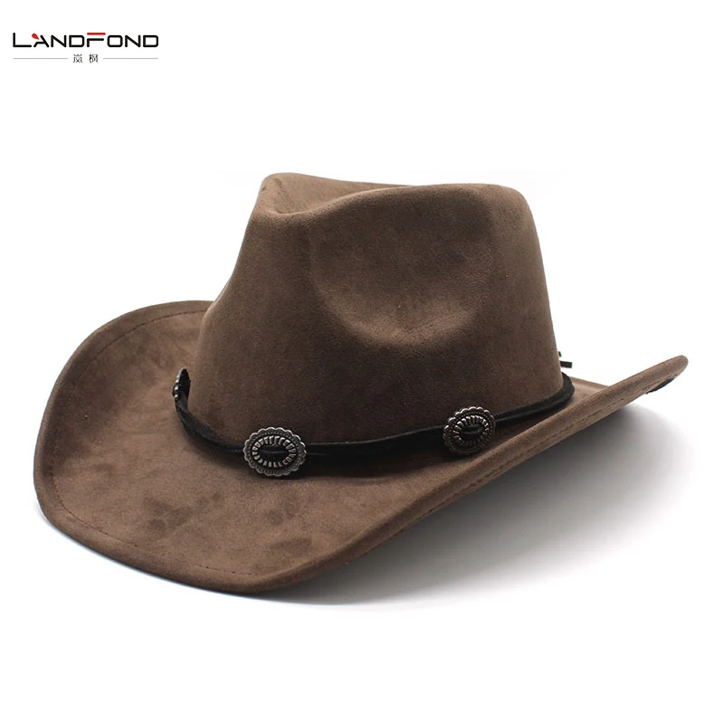 Landfond accessory Large brim suede hat Spring Summer felt hat woven accessories popular fedora hat