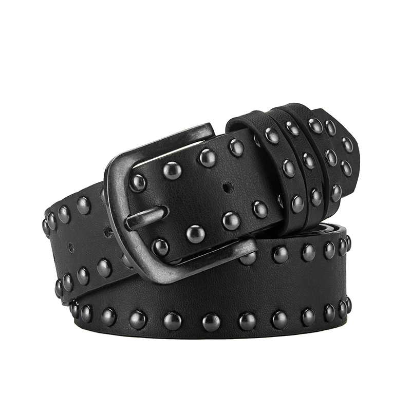 2022 New Products Attractive Style Studded Casual Pu Leather Belts Punk Rock Rivets Leather Belt With Pin Buckle