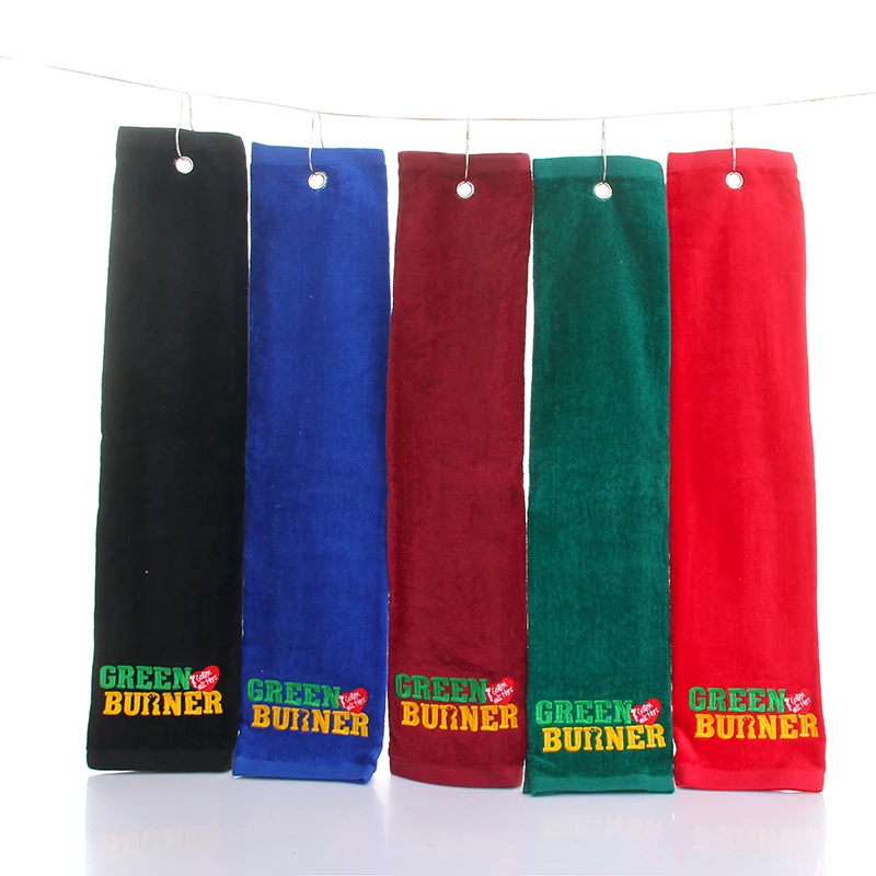 Пользовательское компьютеризированное вышитое полотенце для рук, полотенце для гольфа с логотипом и крючком, Хлопковое полотенце для гольфа