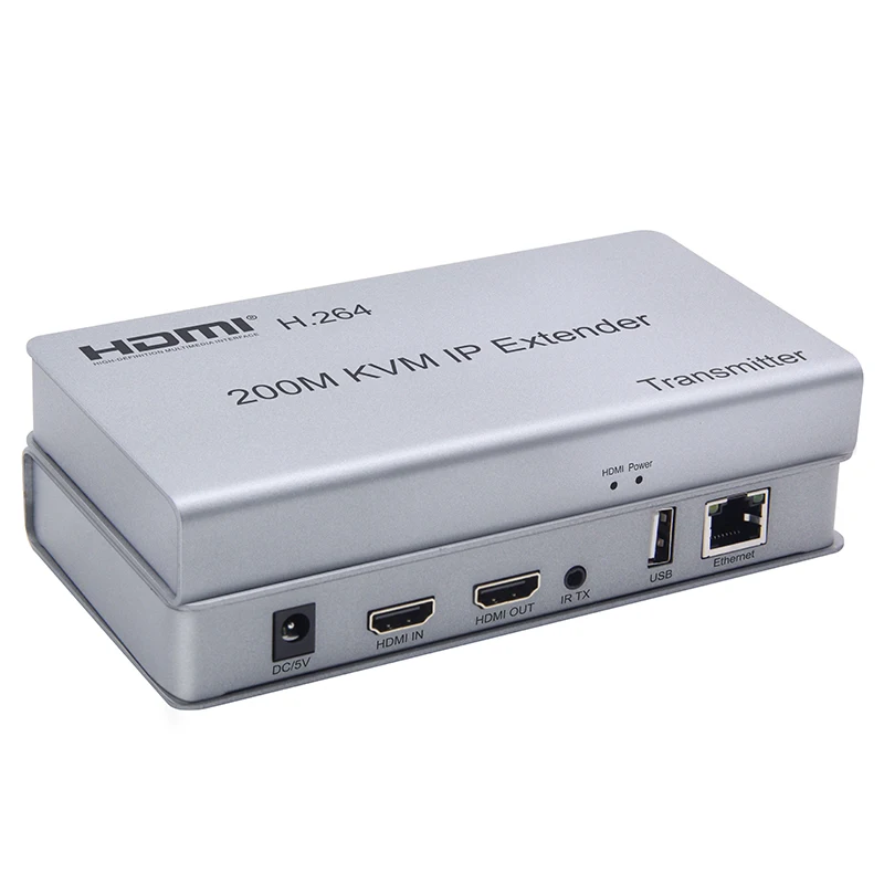 Vitalforce Metal Housing 200M HDMI Extender Over IP With KVM In Silver Color Cat6 HDMI Extender VGA Extender