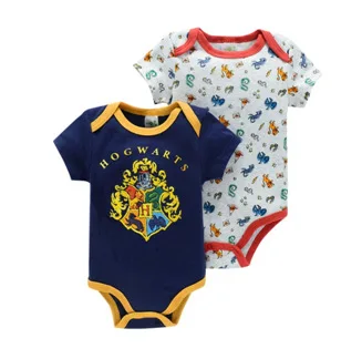 New Arrival Short Sleeve Unisex Snap Button Closed Two Pieces Package Hero Pattern Printed Romper Baby