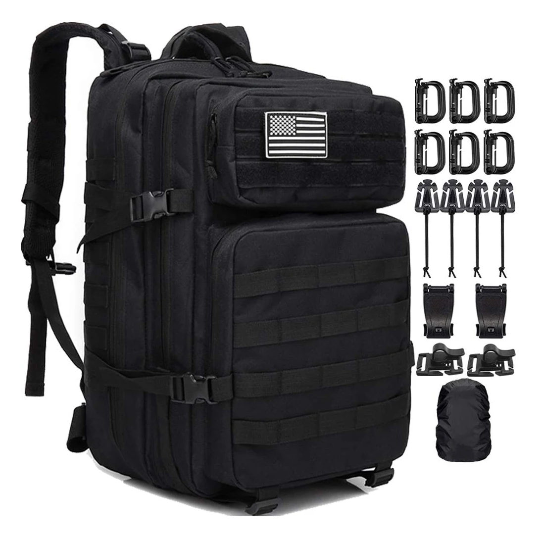 Custom Logo Molle Rucksack 45L Tactical Backpack Assault Bag With Waterbottle First Aid Holder
