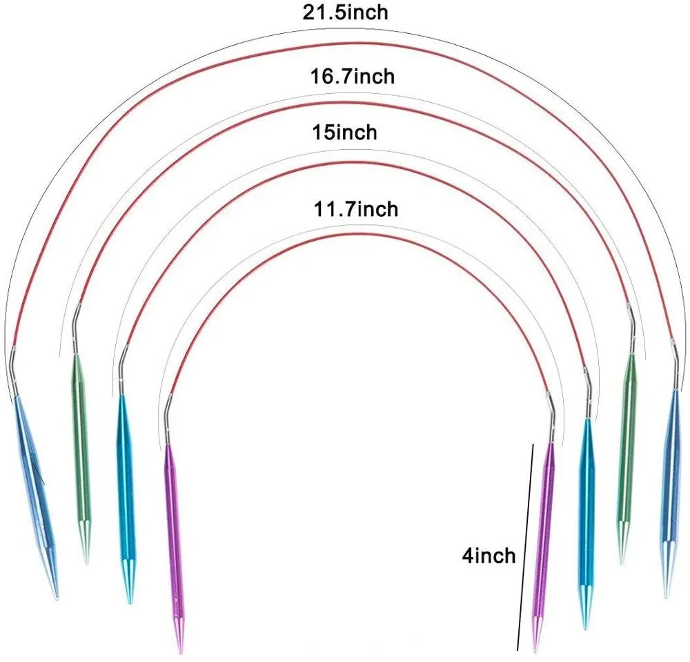 13 размеров, сменные спицы для вязания, набор алюминиевых круговых спиц для вязания