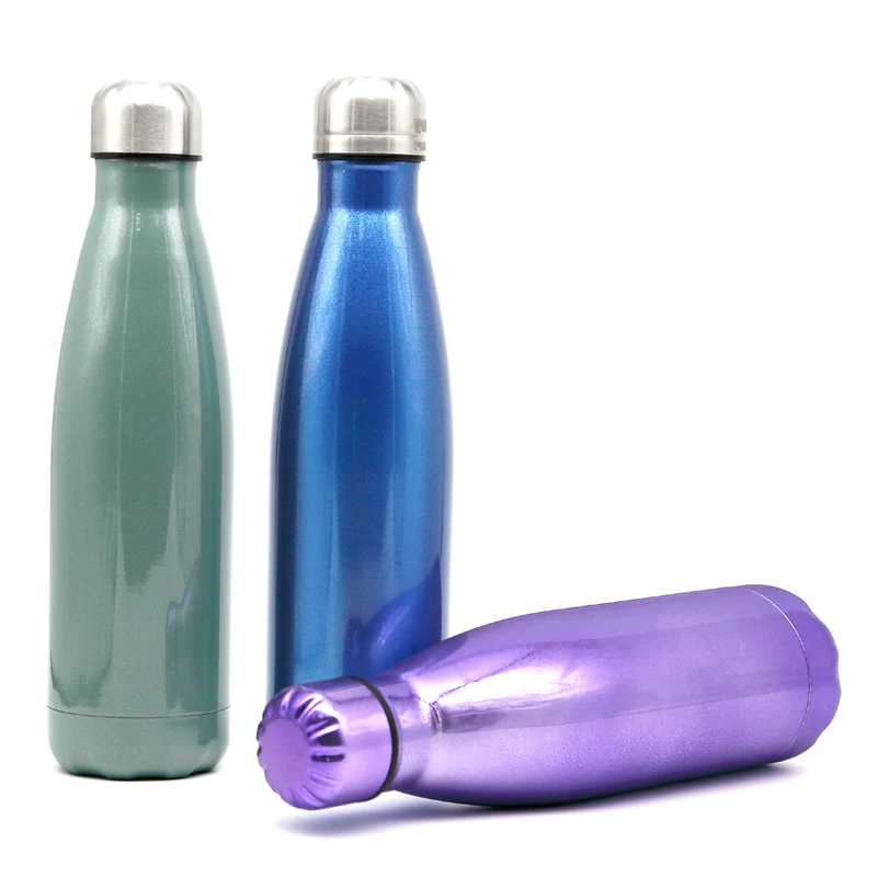 
Promotion Cola Shaped Yoga Parts Vacuum Flask Clear Water Bottle With Customized Glitter Printing 