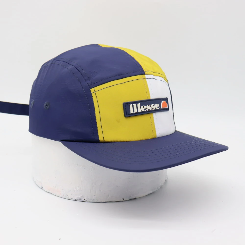 100% nylon spliced rubber patch flat brim unstructured outdoor running sports snapback melon caps hats with nylon band strap