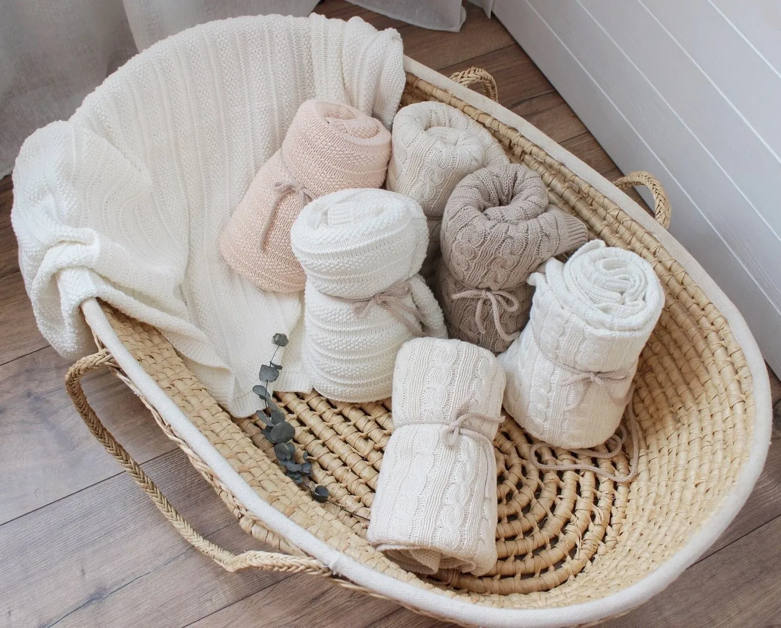 Knitted Baby Blanket 100% cotton, stroller blanket Gender Neutral Kids Blanket, Newborn sleeping blanket