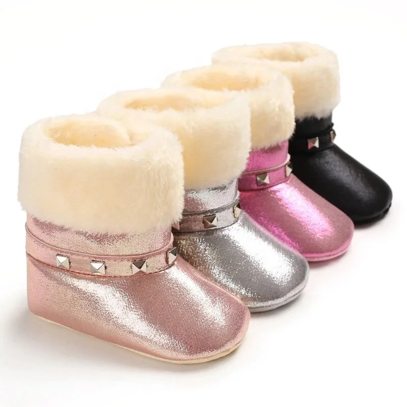 Fashion Soft Soles Girls Fleece New Born Winter Custom Newborn Baby Bootie