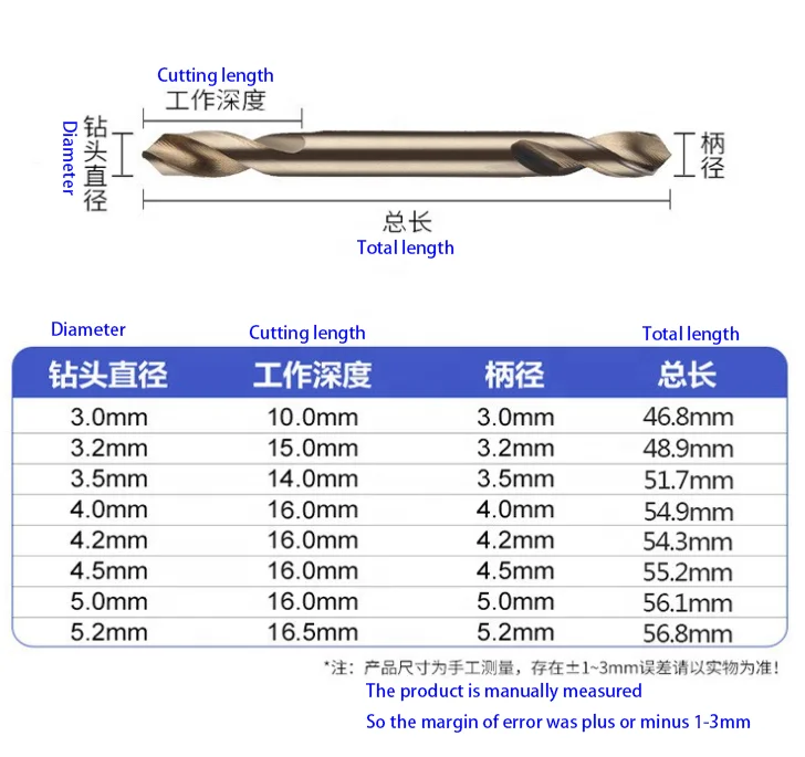 M35 cobalt containing high speed steel Twists metal drill double end drill bits