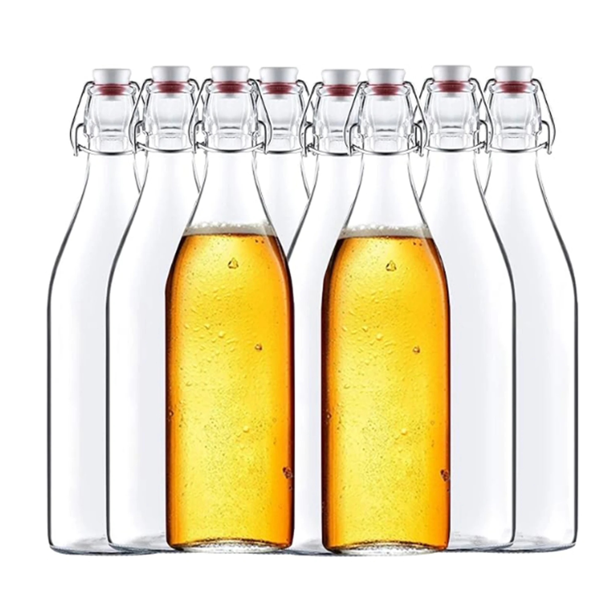 Brand New High Quality Snap On Tequila Bottle 250ml 500ml 750ml 1000ml Rum Whiskey Spirits Drinks Round Clear Glass Bottle