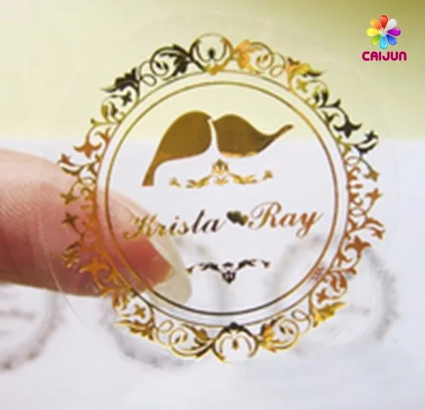 Gift box clear vinyl label gold foiled food label