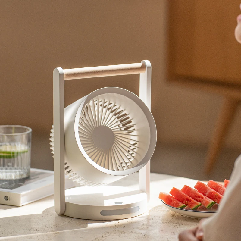Mini Desktop Standing Fan Portable Household Usb Rechargeable Handle Design Fan Electric Adjustable Lownoise Long Standby Fan