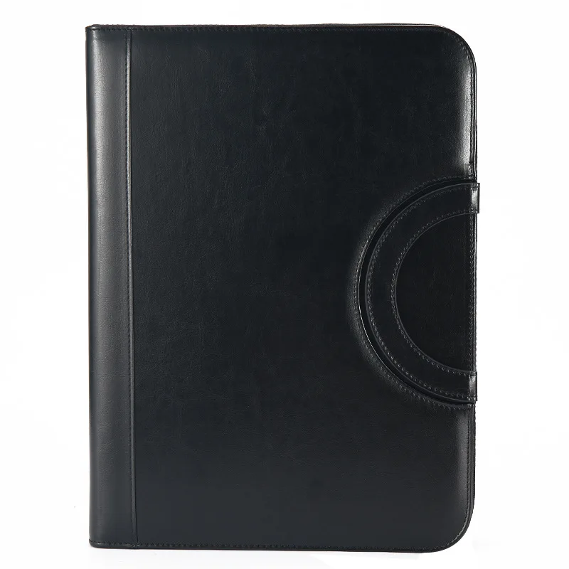 wholesale A4 A5 custom leather diary notebook wallets zippered document case file padfolio portfolio binder folder for arkwork