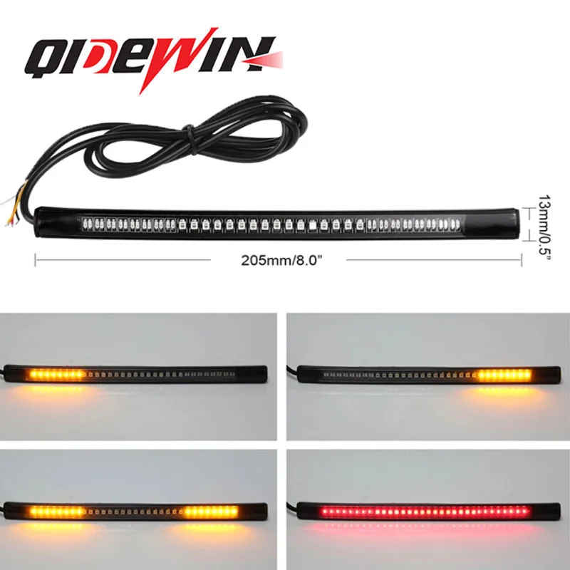 Motorcycle Light Strip Dual Color Waterproof DC 12V Flexible Stop Running Light Turn Signal Brake Tail Strip for Car ATV Niva