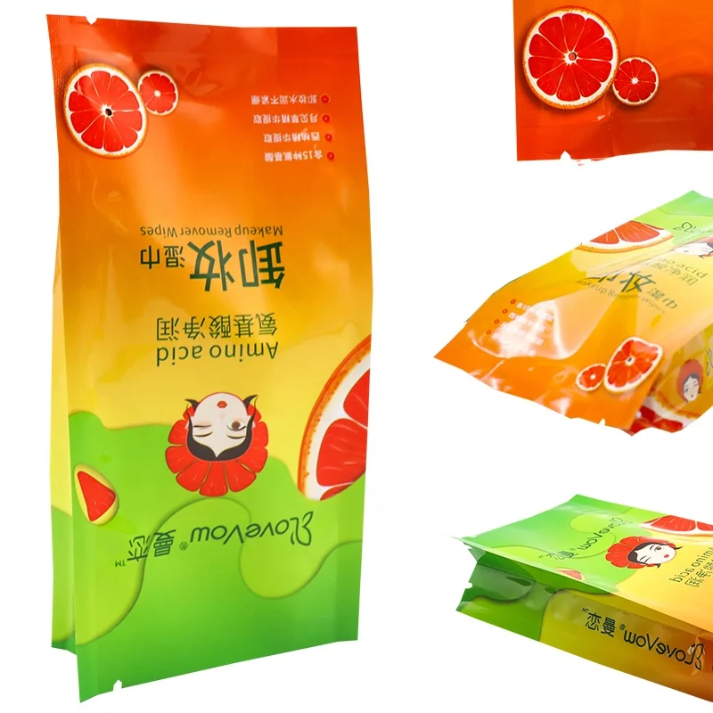 250g 500g 1kg Custom Printed Mylar Plastic Bags Heat Seal Resealable Side Gusset Bag Aluminum Foil Bag For Wet Tissue