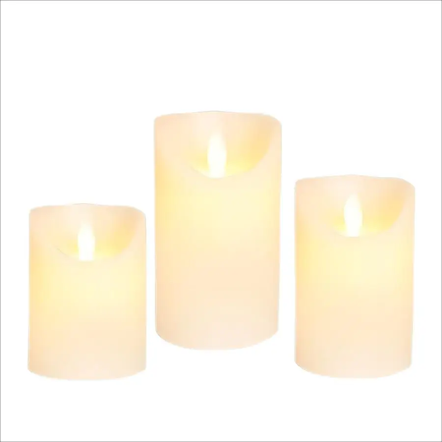 Custom White Beige Color Home Festival Christmas Halloween Decoration Flameless Plastic Electric Lights Pillar LED Candle
