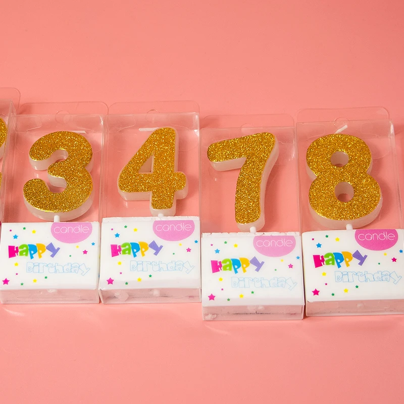 Latest Design Luxury Glitter number birthday candles with paraffin wax made