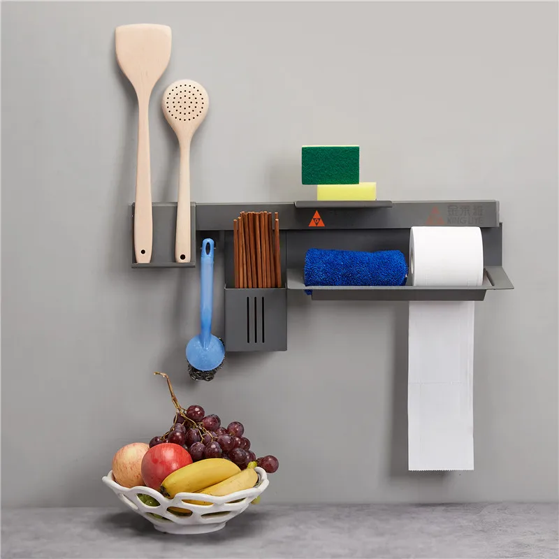 Multifunctional Kitchen Knife Factor Holder Storage 2022 Spice Rack Wall Mount Tableware Shelf  for Aluminum Kitchen Organizers