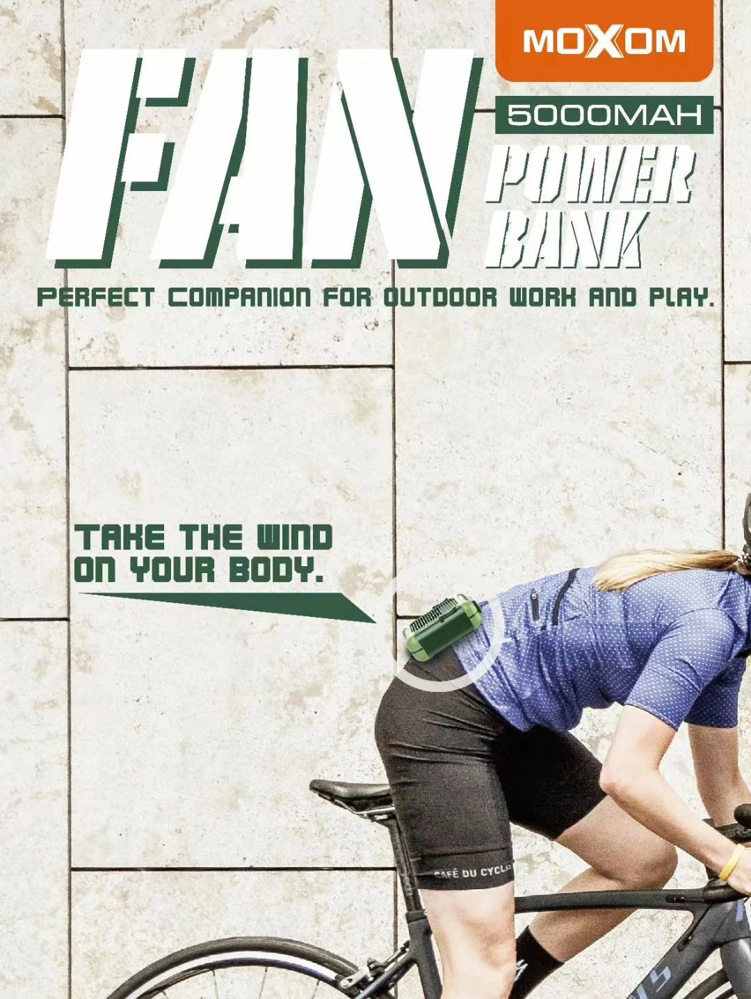 Креативное изделие, персональный ремень AC, портативный поясной вентилятор с 5000 мАч, Неизолированное металлическое портативное зарядное устройство, спортивные мини-вентиляторы MOXOM