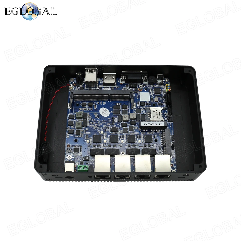 EGLOBAL Mini pc  kompyuter Linux Win10 N5095 4Core  DDR4 16G 4LAN H-D VGA WIFI Fanless 4K Office Industrial desktop barebone
