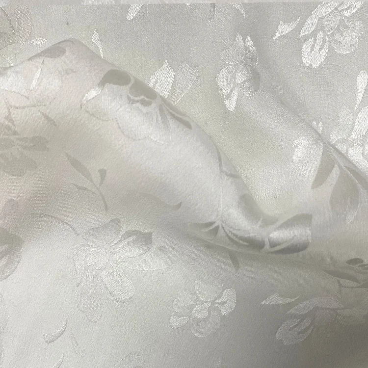 Professional Satin Jacquard Embroidered Printing 100% Pure 100% Silk Fabrics Custom Colors 100% Silk Knitting Fabric For Dress