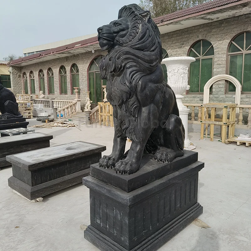 China Fox Lion Head Marble Sculpture Statue Carved Front Door Lion Marble Dolphin Sculpture