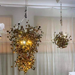Hotel lobby luxury metal stainless steel gold ceiling pendant light fixture custom made indoor lighting art deco chandeliers
