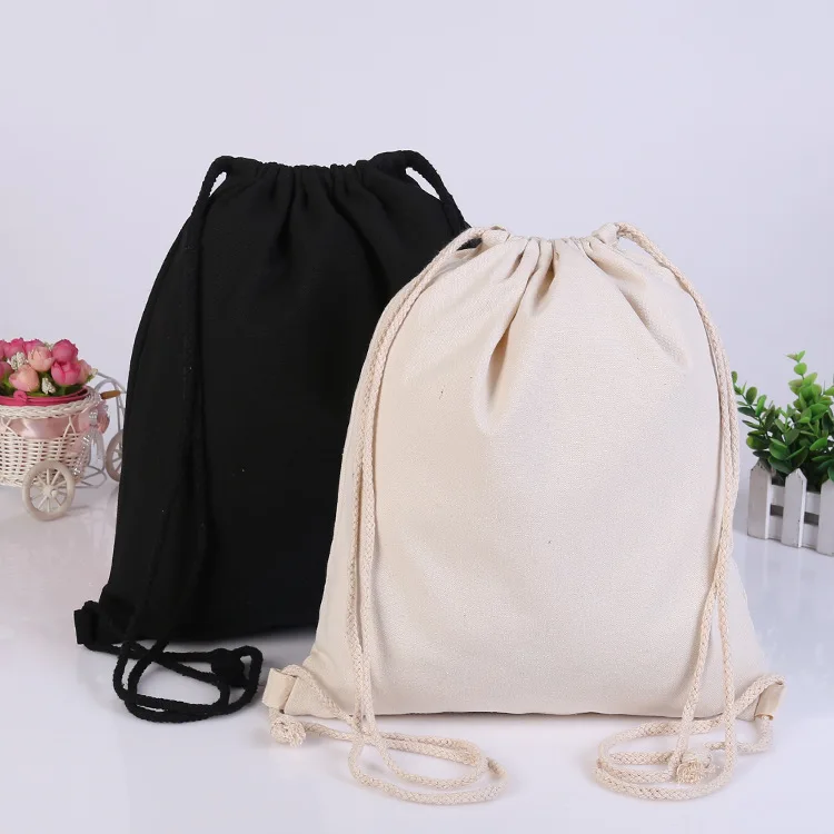 Wholesale Cheap Best Dust Bags Blank Cotton canvas drawstring bag backpack with logo