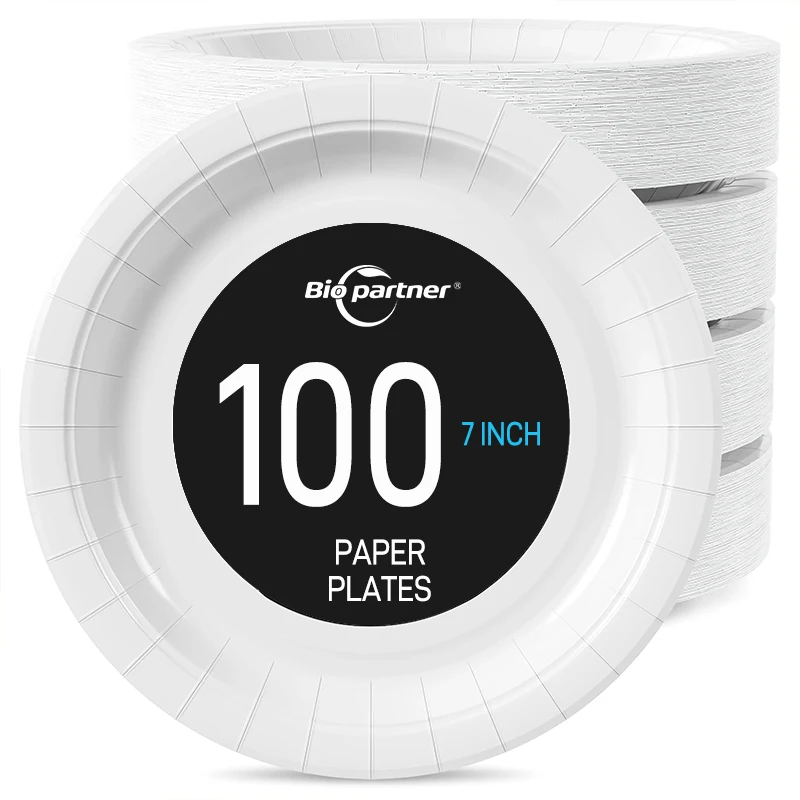 Custom Printed Paper Plates Tray Disposable White Supermarket Retail Restaurant Wedding Tableware Plate