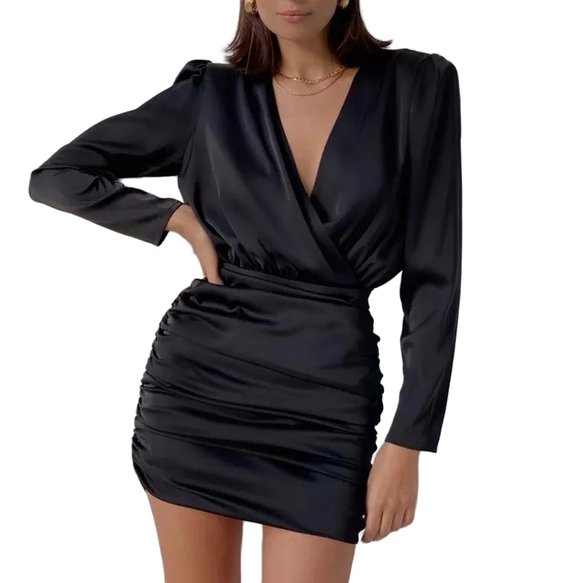 Sweater dress women clothing hollow out long sleeve 2023 black ladies sexy dress women