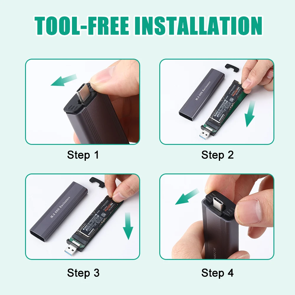 Type C+USB 2 in 1Nvme M.2 SSD Enclosure External Hard Disk Drive 2.5 Inch m.2 hdd case sata laptop ssd mobile disk box cases