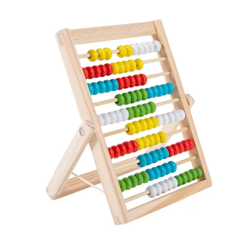 Wooden ten rows Calculation Rack For Kids learning math toy colorful Calculating Frames