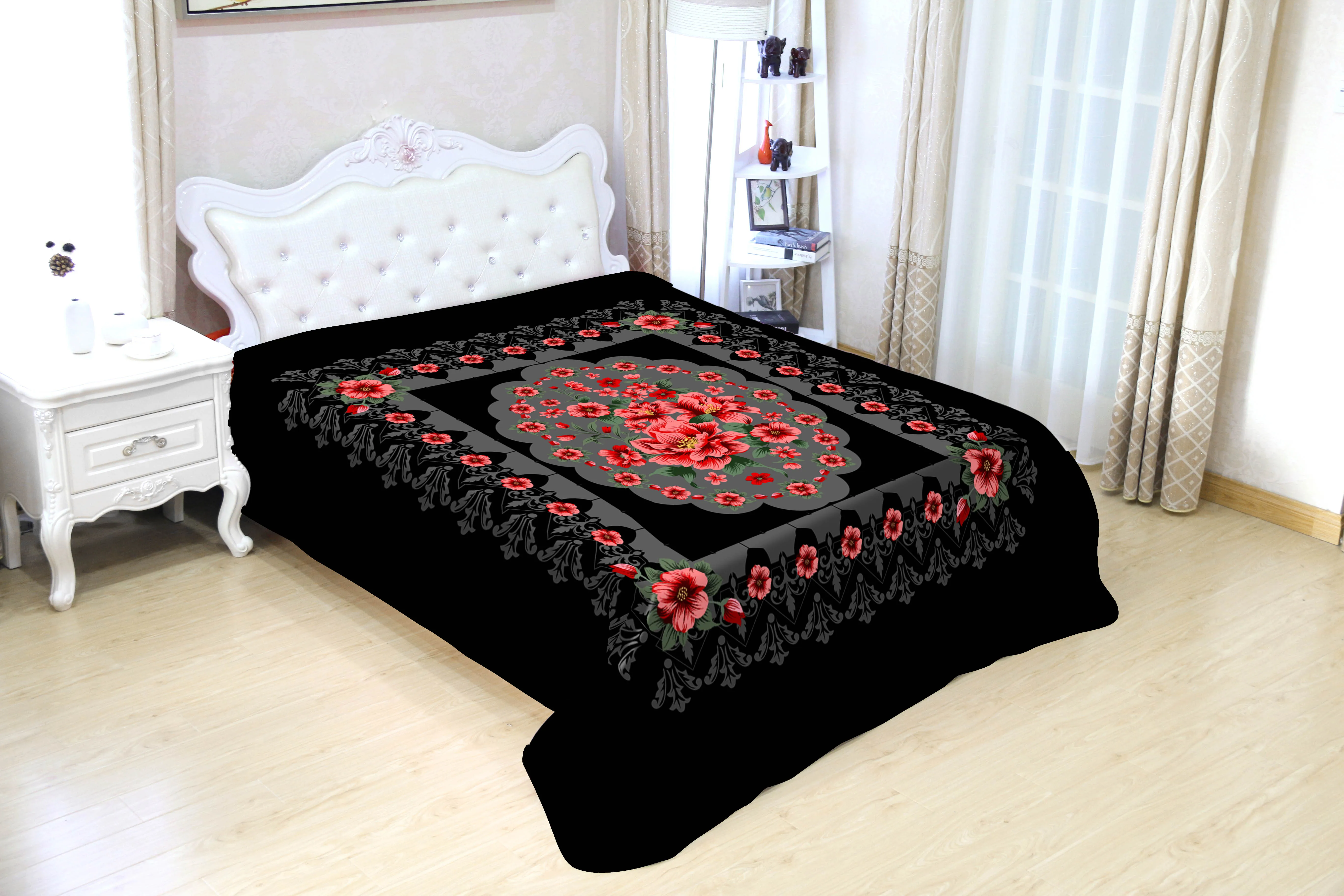 high quality china factory  manufacturers with Embossed Middle East  style king size raschel blanket