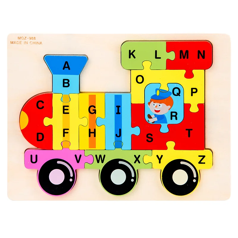 Toddler wooden Educational Kids toys toddler 3D Dinosaur Puzzle game Baby Cartoon Learning Puzzles board Toys for Children