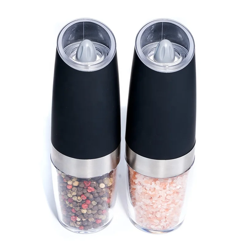 Home Transparent Spice Jar Black Electric Spice Grinder Pepper Mill with Illumination and Gravity Sensor