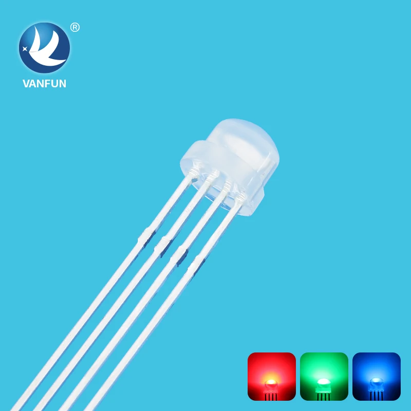 5 мм полноцветная RGB светодиодная соломенная шляпа четырехконтактная противотуманная фара со светоизлучающим диодом