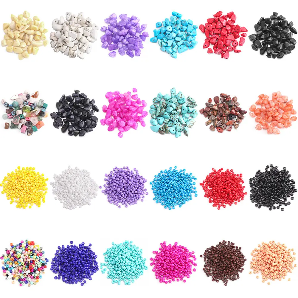 Wholesale Various Styles Of Natural Stone Gravel Loose Beads 3 Mm Glass Seed Bead Necklace Ceramic Beads For Jewelry Making
