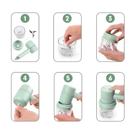 Cordless Wireless 3 In 1 Portable Electric Food Processor Hand mixer Food Meat Mixer  Egg Beater Food Blender