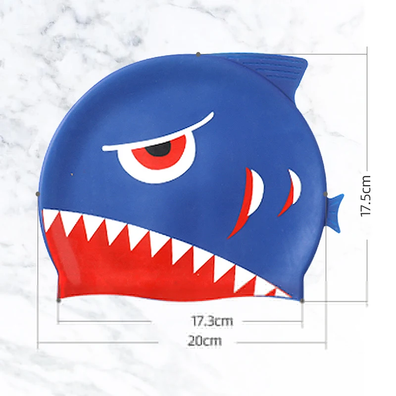 JSJM Wholesale Baby Swim Cap Comfortable Waterproof Cartoon Swim Cap Silicone Swimming Cap for Kids Child 8 Colors Jhcp500
