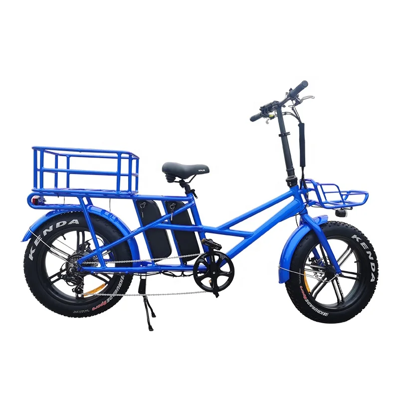 electric bike Front and rear double 2 basket mid drive motor two battery fast food pizza delivery cargo electric bike