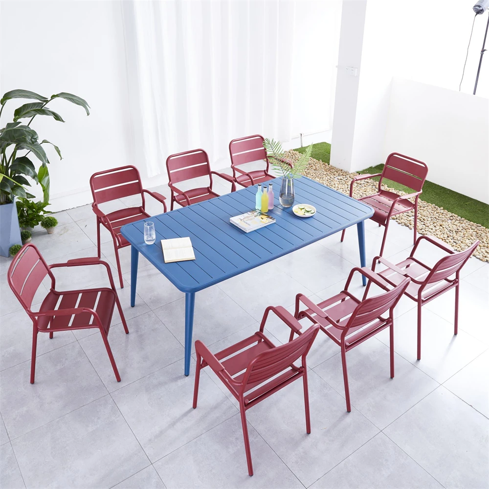 Out Door Furniture Outdoor Patio Set Terraza Metal Dining Table Garden Sets Aluminum Long Garden Table