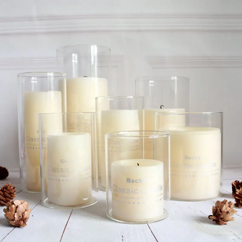 Christmas-themed Glass Round Candle Box Jar Pillar Candle Holder With Scented Floating Led Candle For Parties Rituals Supplier