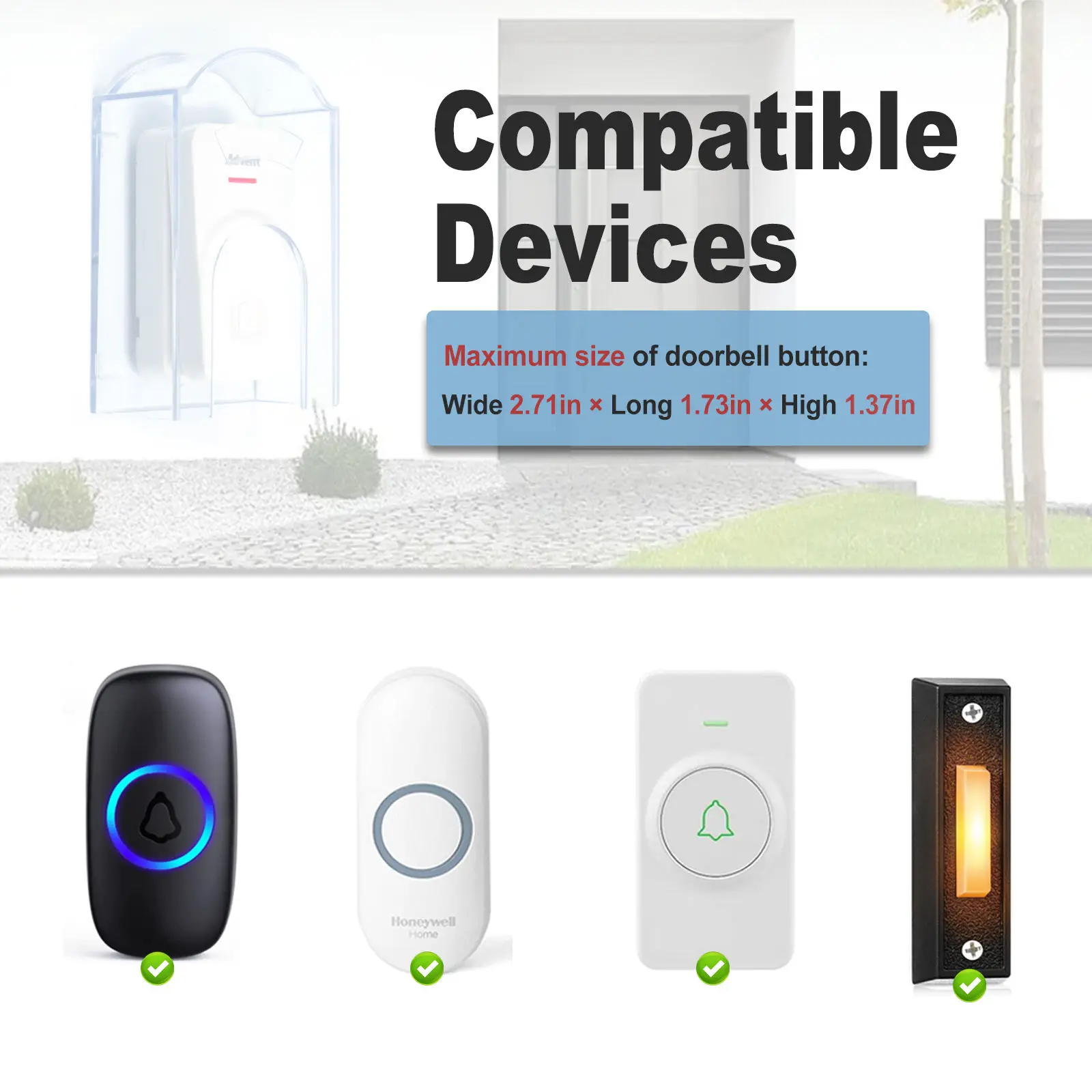 Waterproof Doorbell Cover Outside Doorbell Rain Cover Shield Hood Weather Resistance