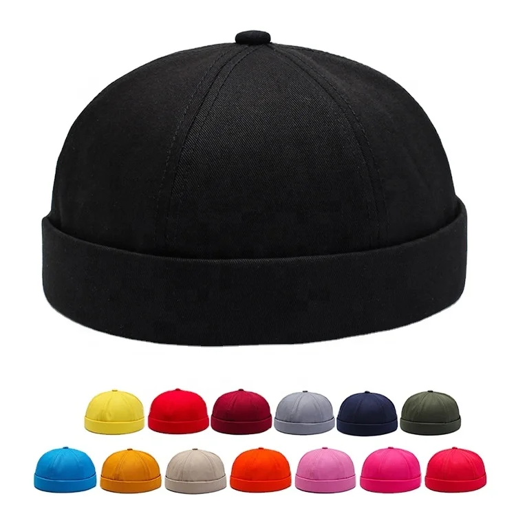 Wholesale Stylish Casual Street Cotton Brimless Cap Rolled Cuff Cotton Brimless Hat Docker Sailor Cap Retro Beanie Hat