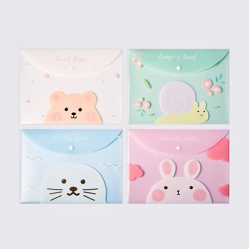Factory Waterproof Clear Button Bag A4 A5 PP Snap Button Document Envelope Bag File Folder Bag