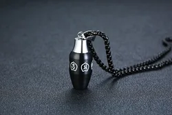 Оптовая продажа, подвеска в виде урны для домашних животных, мантра из нержавеющей стали с шестью символами, может открываться, ювелирное изделие в виде ПЭТ, ожерелье, сувенир, кремационные украшения