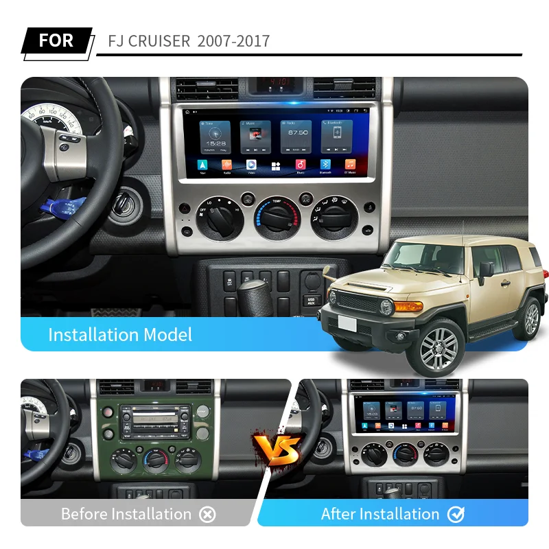 KD-1244 Android Car Radio 12.3 Inch IPS Horizontal Screen Car Multimedia Player for Toyota FJ Cruiser 2007-2017