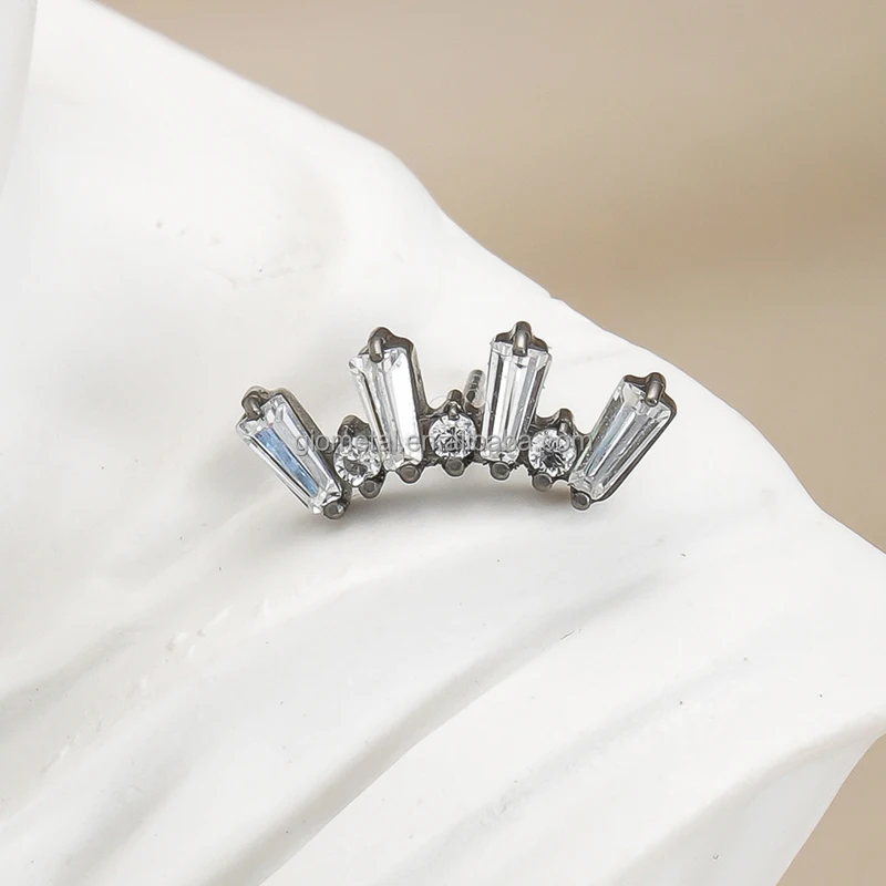 Giometal Mirror High Polish F136 Titanium G23 Custom Body Jewelry Labret Spider Web Press fit Ends Daith Piercing Earrings