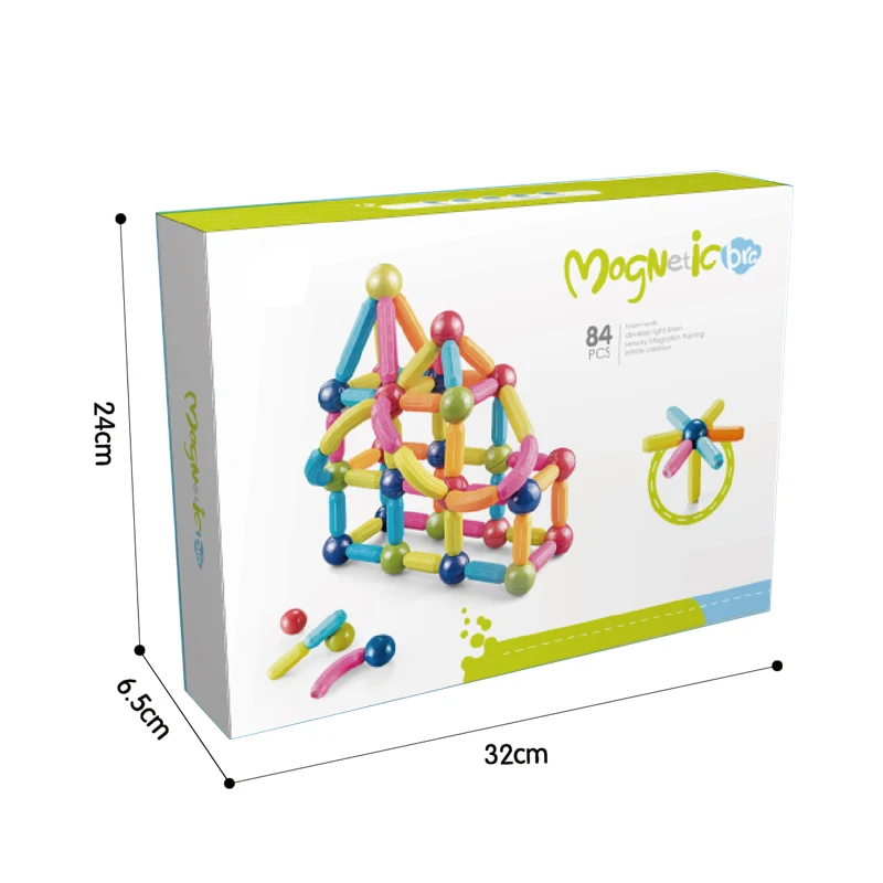 84PCS Smart 3D Magnetic Ball Rod Assembly Building Blocks Magnetic Balls And Stick Educational Magnetic Toys For Kids