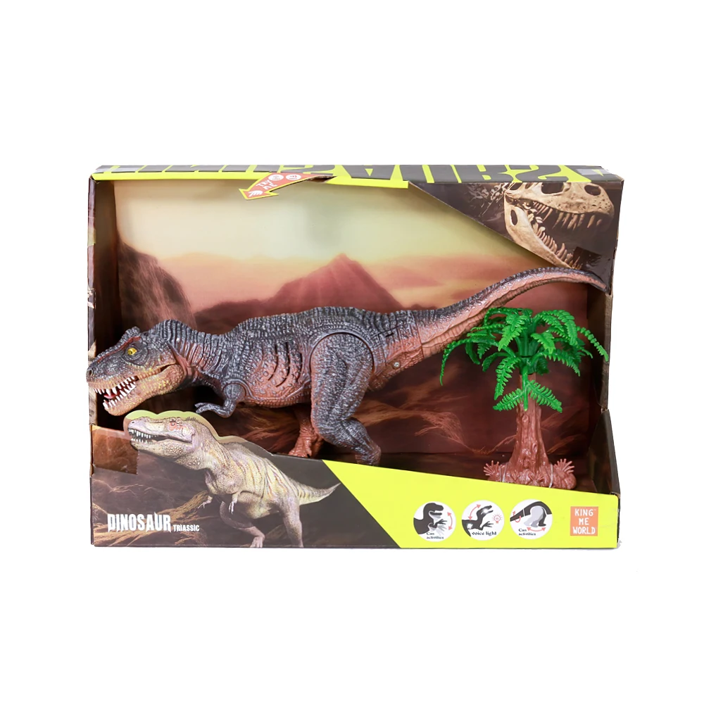 Plastic movable jonit electric T-rex dinosaur model toy with sound and light