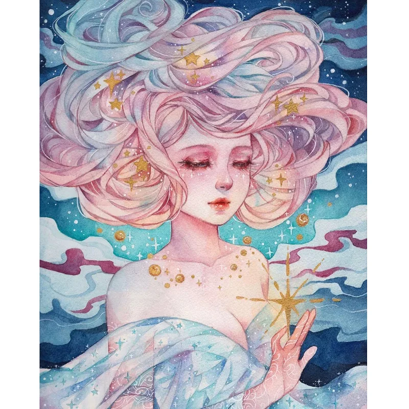 Beautiful Cartoon Girl Picture as  Bedroom Living Room Home Decoration Paint By Numbers